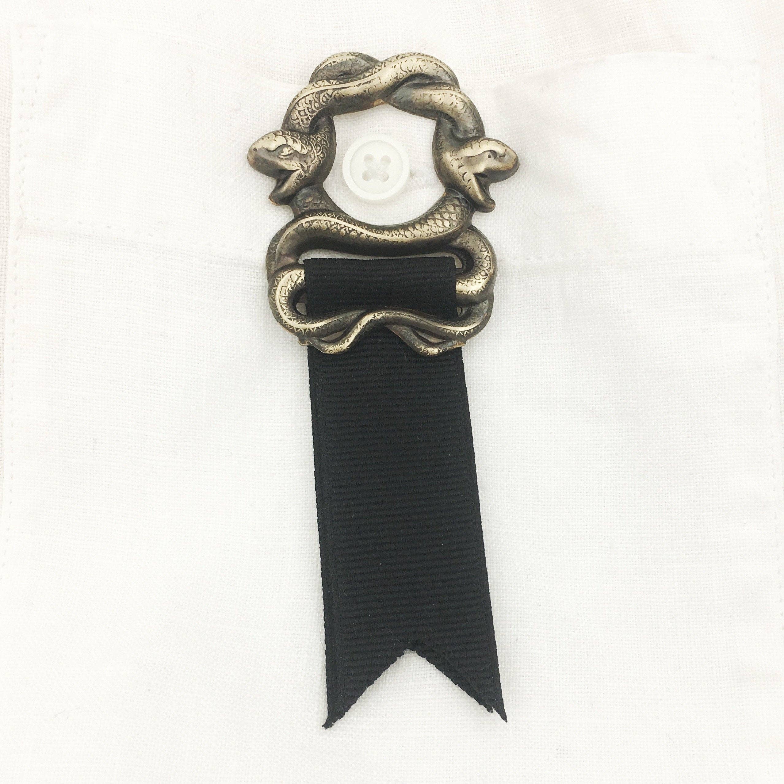 Metal Cloth & Wood - Wholesale Brooch - Gold Brass Snake Brooch Pin1