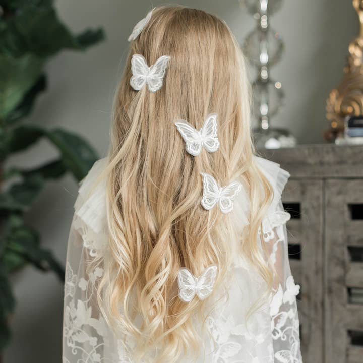 Set of 3 Butterfly White Clips for wholesale by Bebe Theory