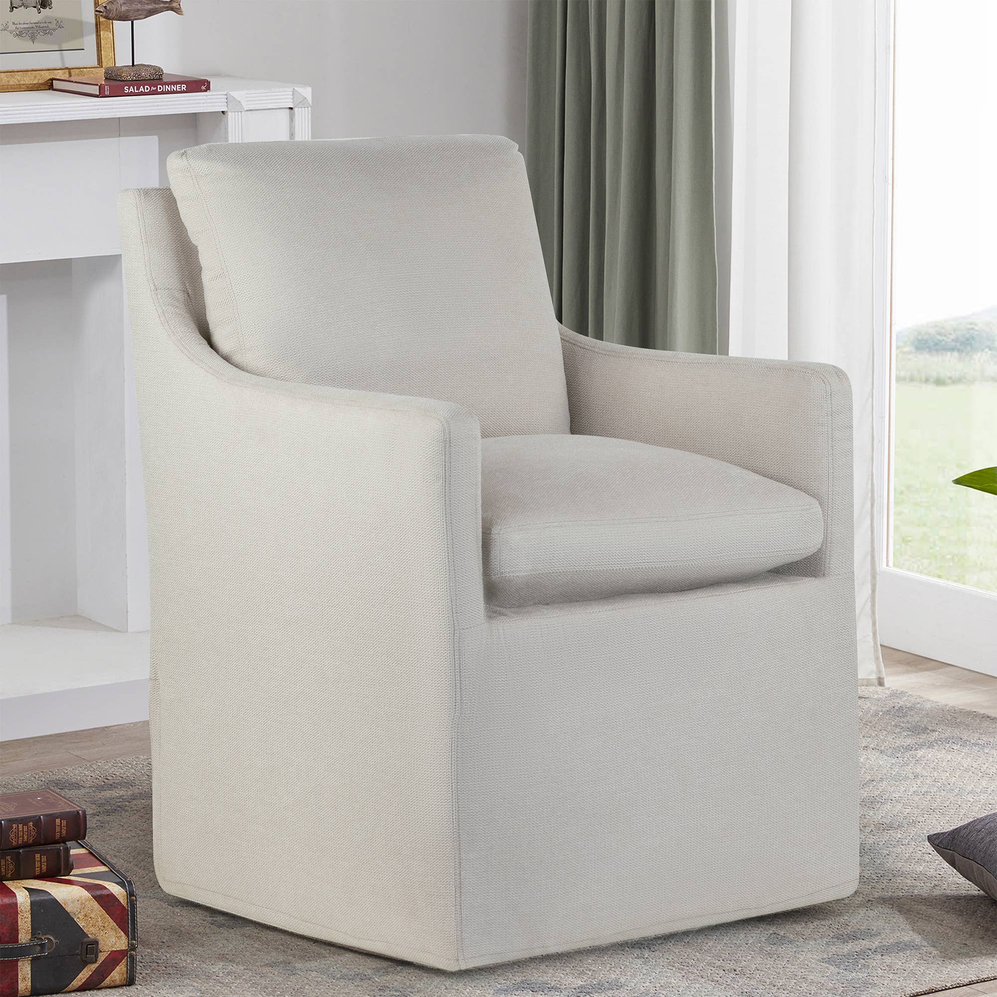 Glamour Home - Wholesale Chair - Axel Beige Fabric Accent Chair with Down Feathers1