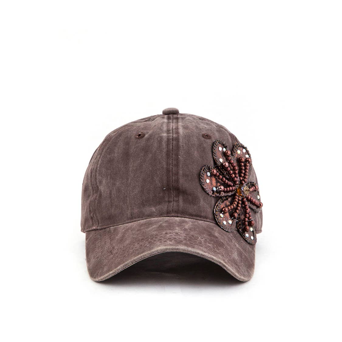 Artini Accessories - Wholesale Baseball Cap - Women's - Bead & Sequins Flower Accent Cotton Cap2