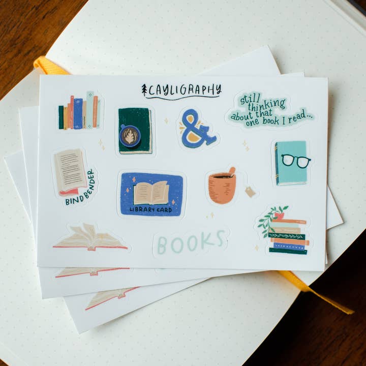 Books Sticker Sheet for wholesale by Cayligraphy
