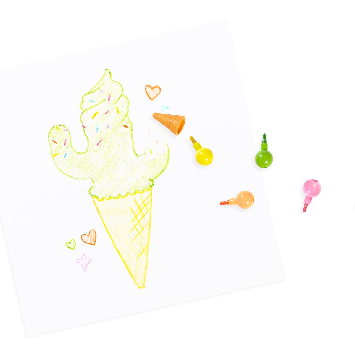 OOLY - Wholesale Crayons - Kids & Baby - Rainbow Scoops: Stacking Erasable Crayons + Scented Eraser (5