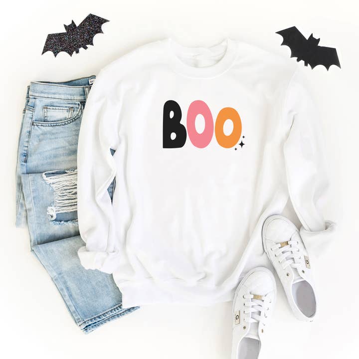 Boo Colorful Stars | Sweatshirt | Halloween for wholesale by Olive And Ivory Wholesale