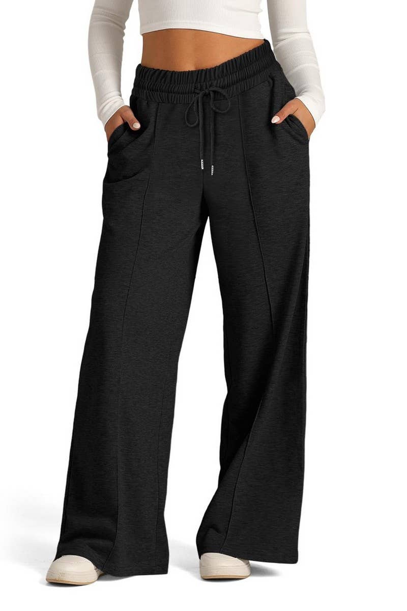 NINEXIS - Wholesale Pants - Women's - CWBLP1855_SOLID COLOR WAIST WIDE-LEG CASUAL TROUSERS2