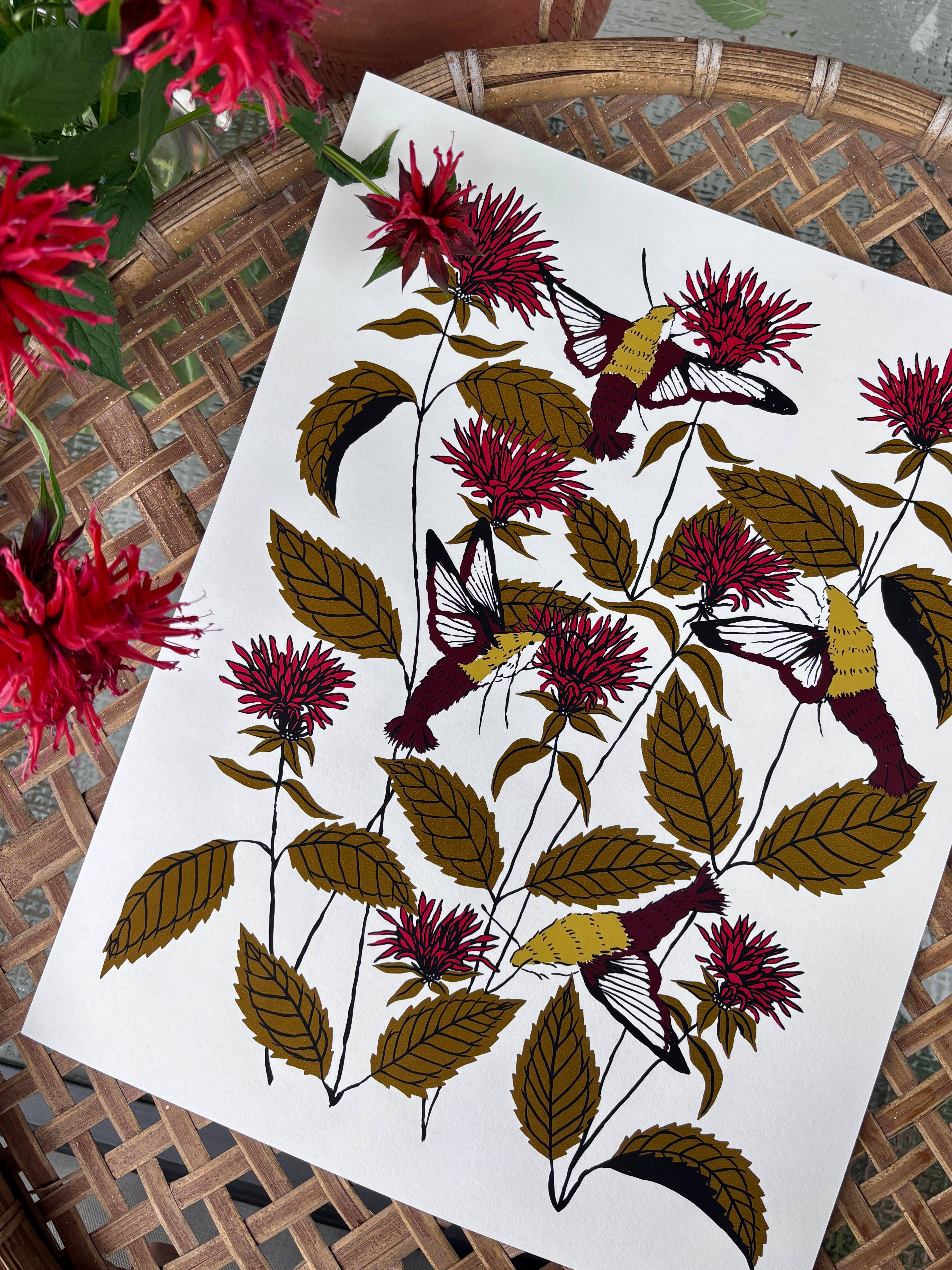 Needlebone, LLC - Wholesale Art Print - Bee Balm - 14x11 Print2