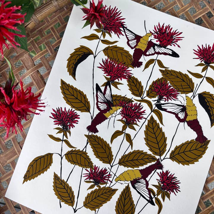 Needlebone, LLC - Wholesale Art Print - Bee Balm - 14x11 Print2