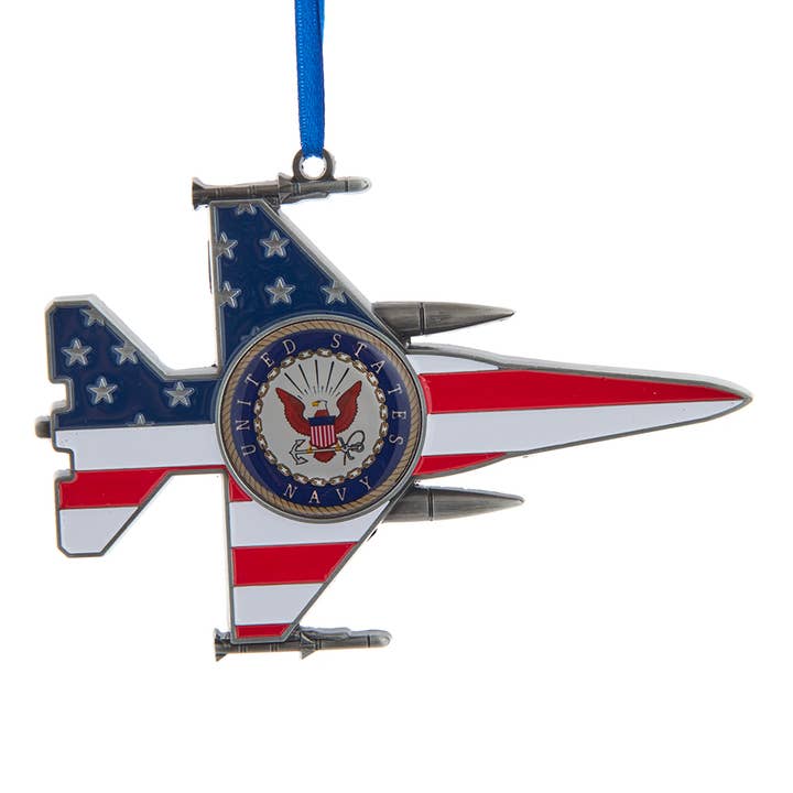 4.5"METAL U.S. NAVY JET ORNAMENT for wholesale by Kurt S. Adler, Inc.