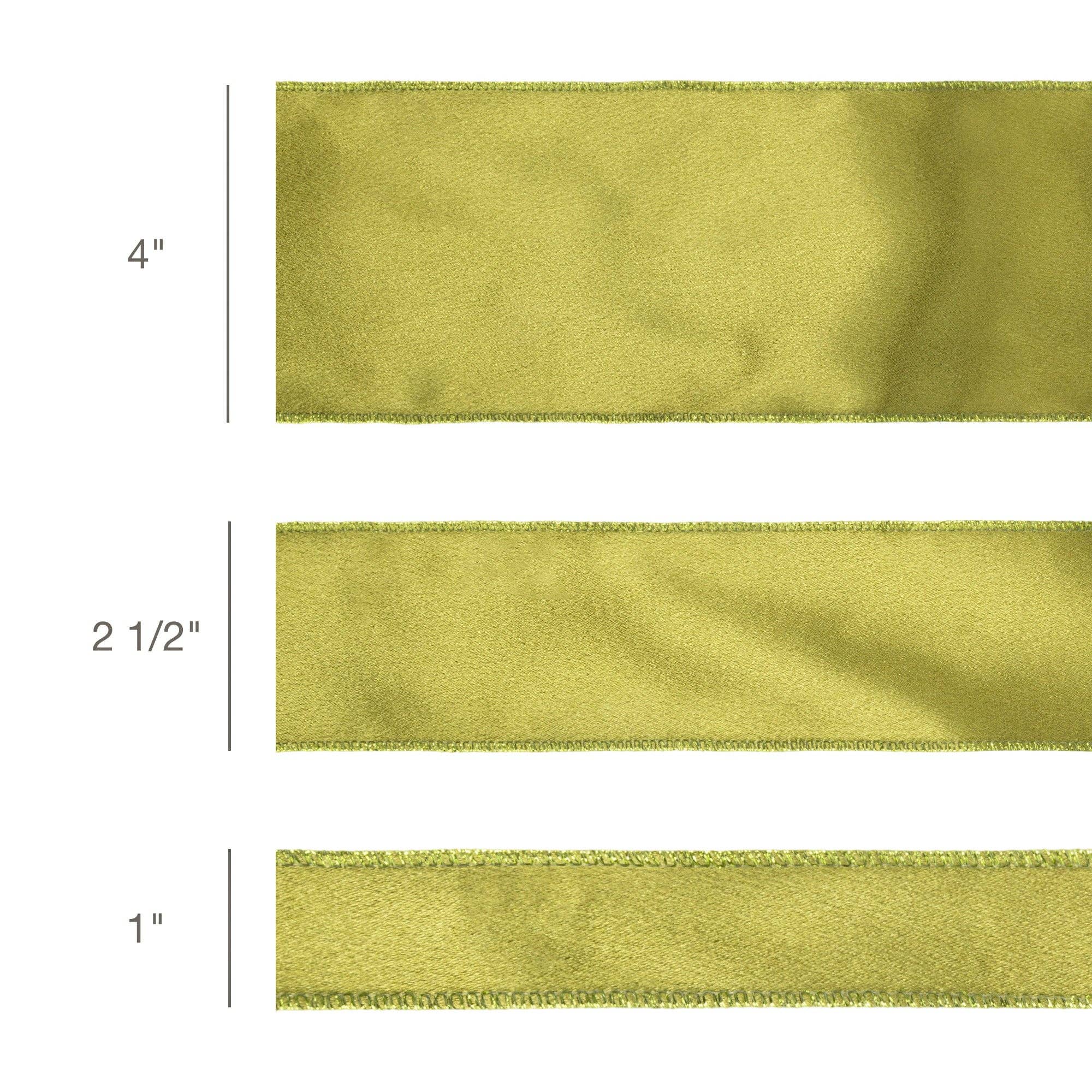 LA Ribbons Wholesale – wholesale Ribbon – Gift wrapping – 1" Wired Shimmer Satin Ribbon | Moss with Moss Backing | 10 Yard Roll3