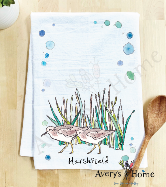 Avery's Home - Wholesale Tea Towel - Sandpipers with Beach Grass Bird Customizable Tea Towel16