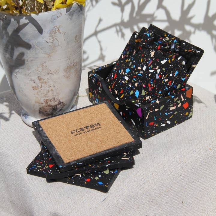 Fletch - Vente Sous-verre - Ensemble de 6 sous-verres carrés | Terrazzo fait main