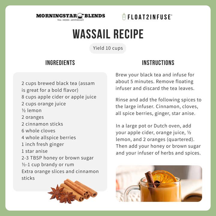 Grande Carte de Recette d'Infusion I Wassail I Faitout pour la vente par Float2infuse Tea Infuser