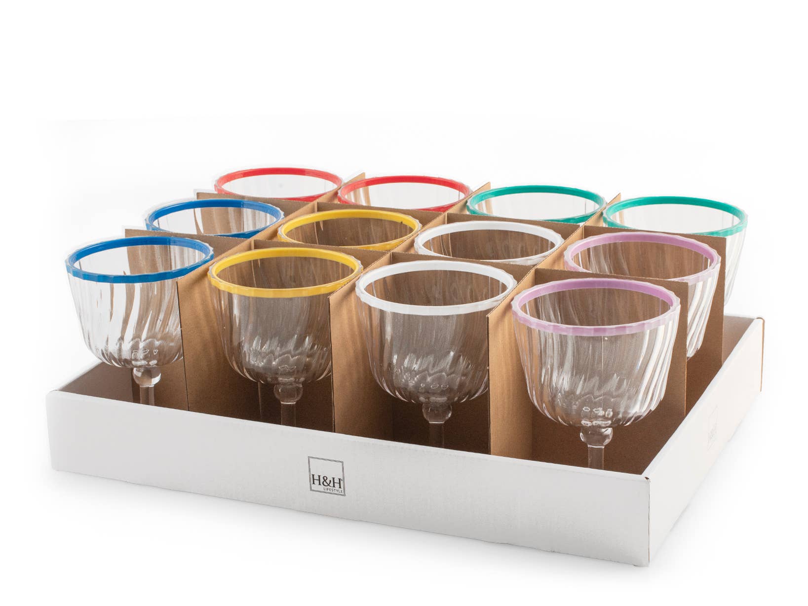 H&H - Wholesale Wine Glass - Set of 12 Transparent Acrylic Glasses 25 cl7