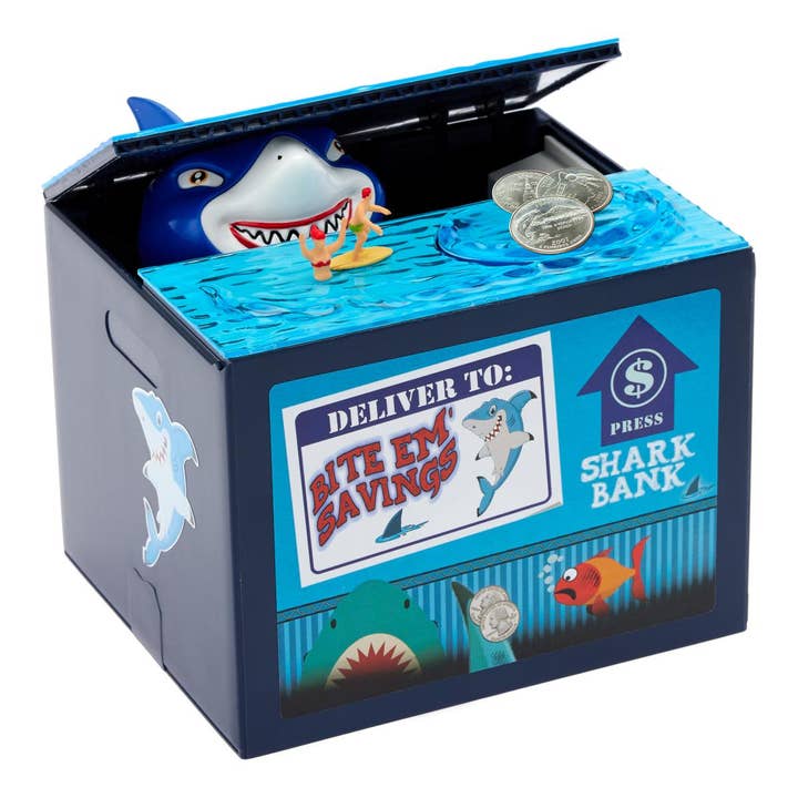 BITE EM' Savings Animatronic Shark Coin Bank for wholesale by Leading Edge