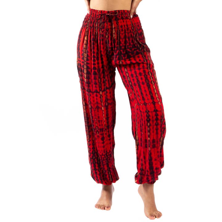 Tie-Dye Bone Motif Bali Pants for wholesale by Suzie Blue Canada
