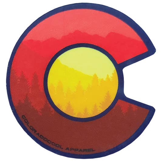 Layered C Mini Sticker for wholesale by ColoradoCool Apparel