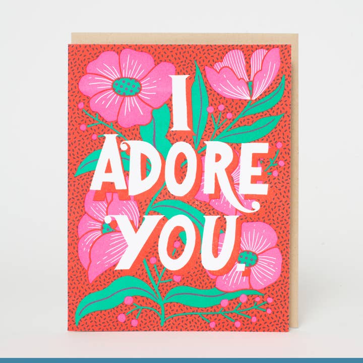 Adore You Flowers Love Letterpress Greeting Card by Hello!Lucky for wholesale by Egg Press Manufacturing