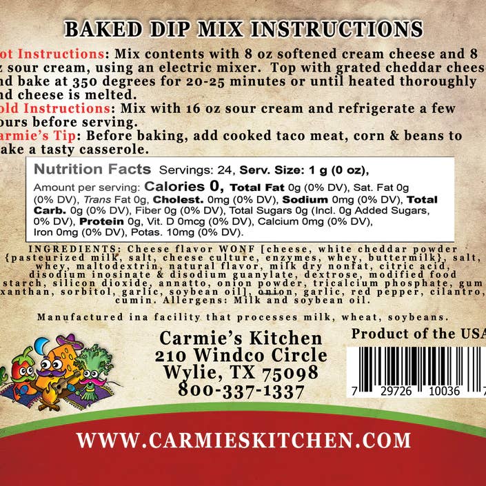 Carmie's Kitchen - Wholesale Dip - Baked Enchilada Dip Mix2