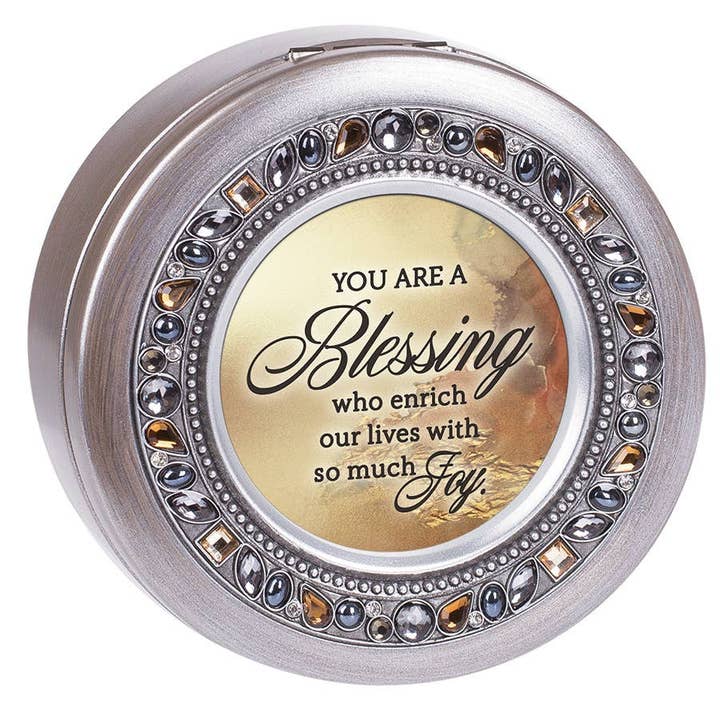 Dicksons - Wholesale Music Box - Kids & Baby - You Are A Blessing Round Pewter Jeweled Music Box