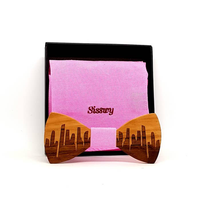 Sisswy – wholesale Bow Tie - Men’s – Teak Bow Tie With Cotton Pouch | Rinjani2