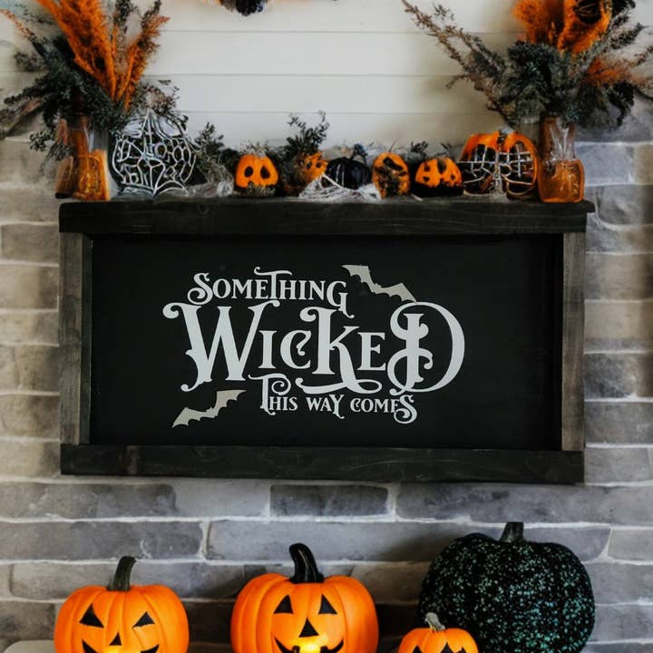 Something Wicked This Way Comes Halloween Sign - Black for wholesale by Rustic Charm Crafting Co.