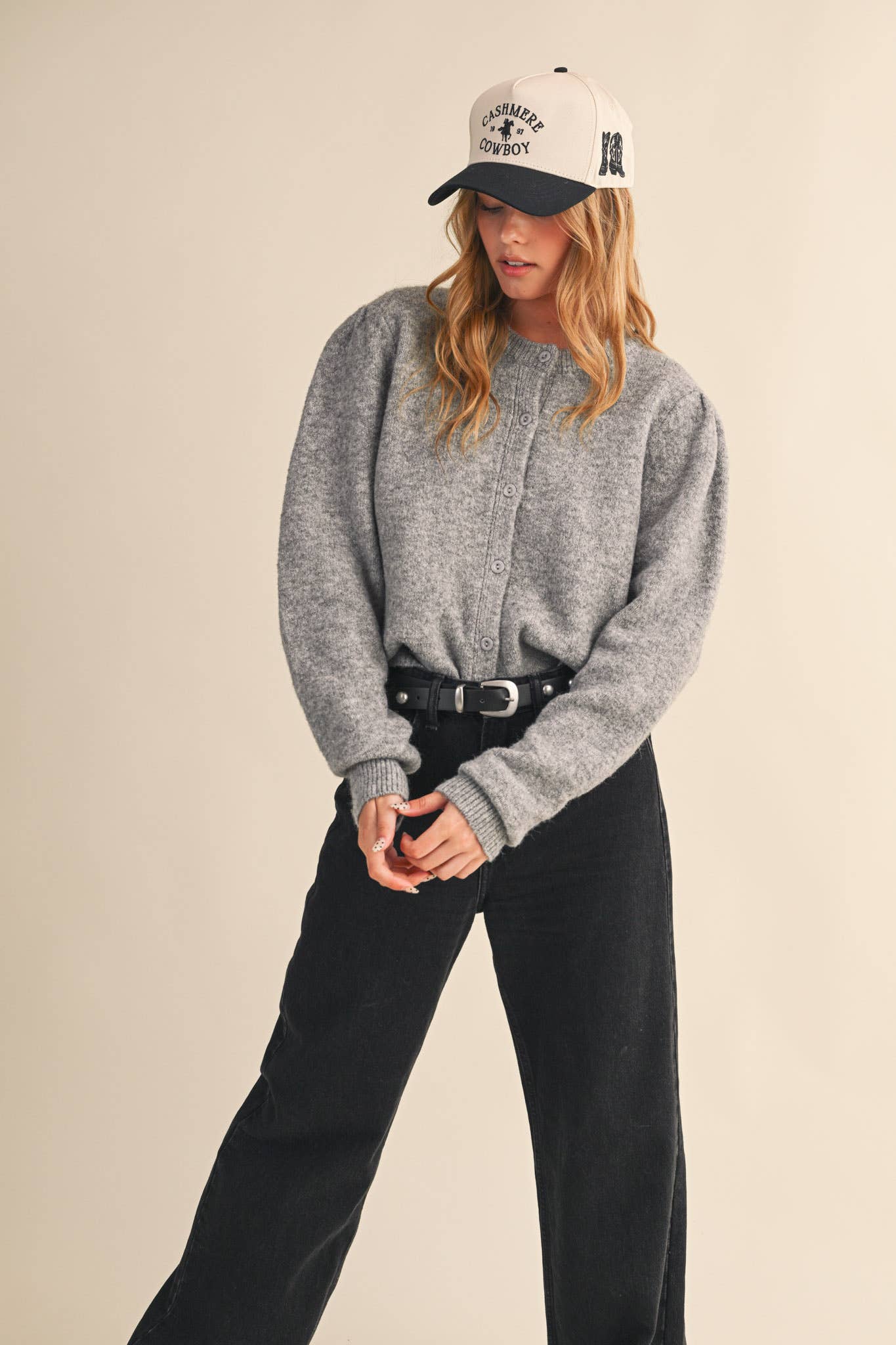 &MERCI - Wholesale Cardigan - Women's - LONG PUFF SLEEVE SWEATER CARDIGAN MSW1101896