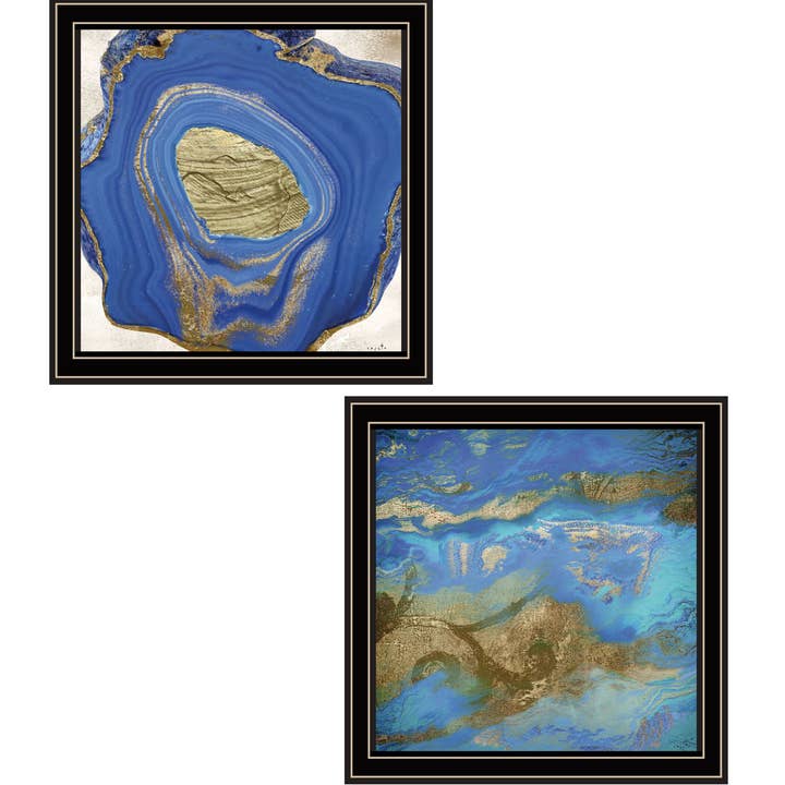 Vignette en 2 parties « Perisse Cobalt » de Sophie 6, prête à être accrochée pour la vente par Trendy Decor 4U