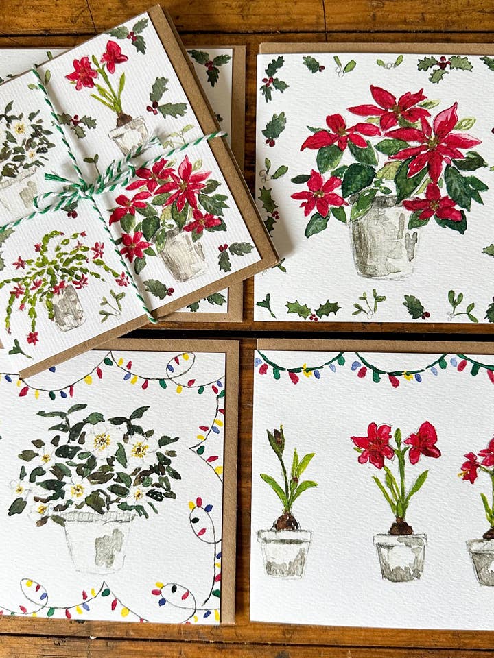 Seasonal Plants Christmas Card Pack for wholesale by LDMDesign