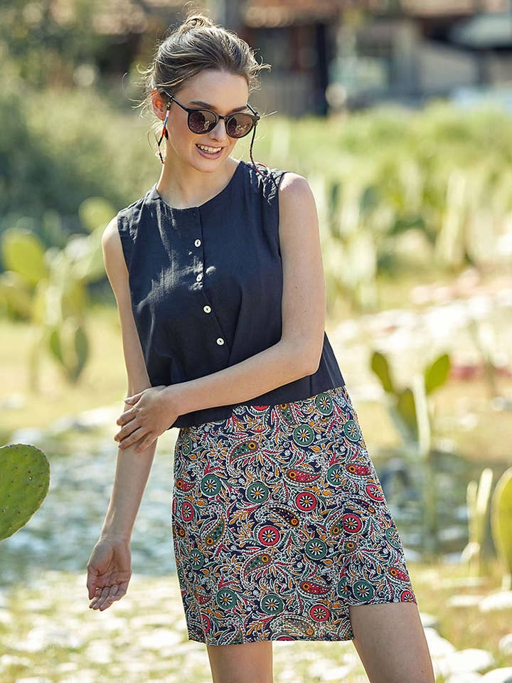 Asymmetric Paisley Bohemian Short Skirt for wholesale by BohoClandestino