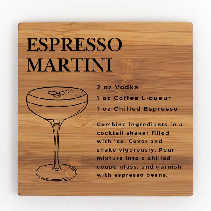 Nautically Northern - Wholesale Coasters - Classic Cocktail Recipe Coasters | Wood & Slate Bar Coasters5