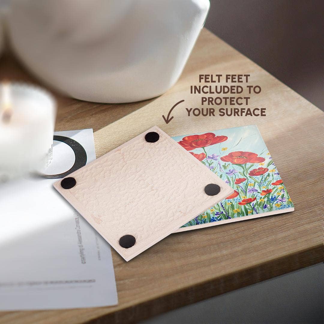 3dRose – wholesale Underlägg – 3dRose, Bild av röda vallmoblommor, Underlägg3