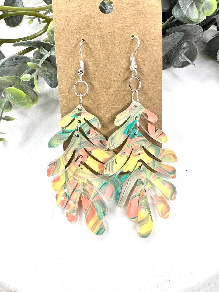 Lemon Sorbet Boho Leaves Earrings for wholesale by Lindsey Lane Wholesale