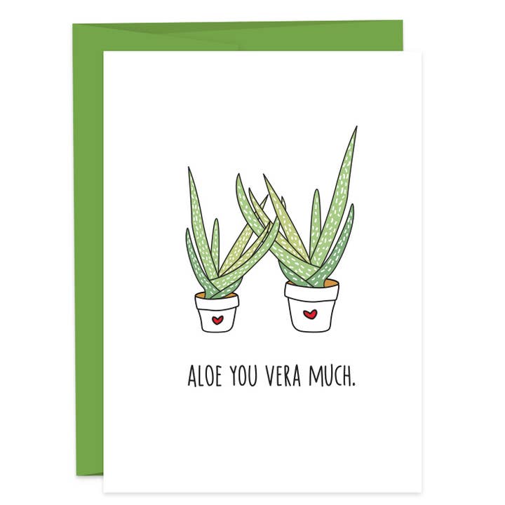 Aloe You Vera Much Greeting Card for wholesale by Humdrum Paper