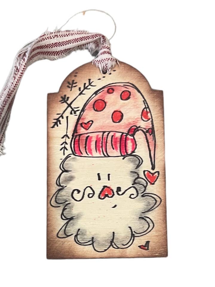 Handgefertigter Weihnachtsmann-Ornament aus rechteckigem Holz für den Großhandel von I Doodle Do You