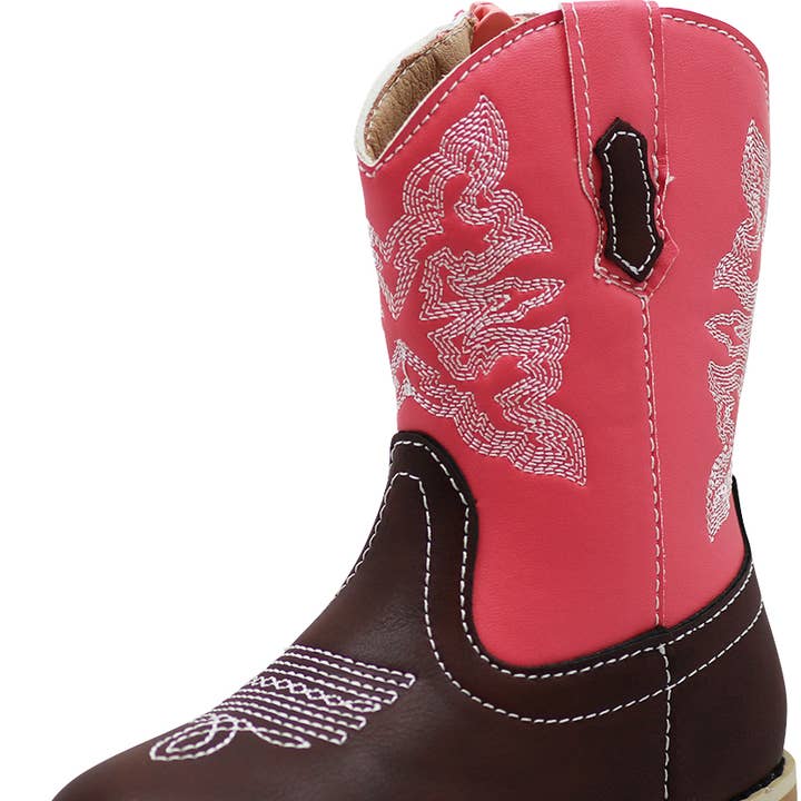 NORTY Tod Girls 6-10 Pink/Brown Cowboy Boot 80004 Prepack for wholesale by The Norty Brand