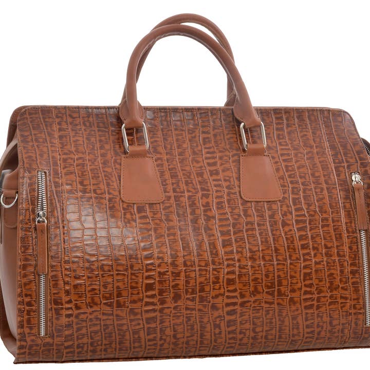 Cosimo, Genuine Embossed Croc Leather. Travel bag for men. for wholesale by Lily Genazzini