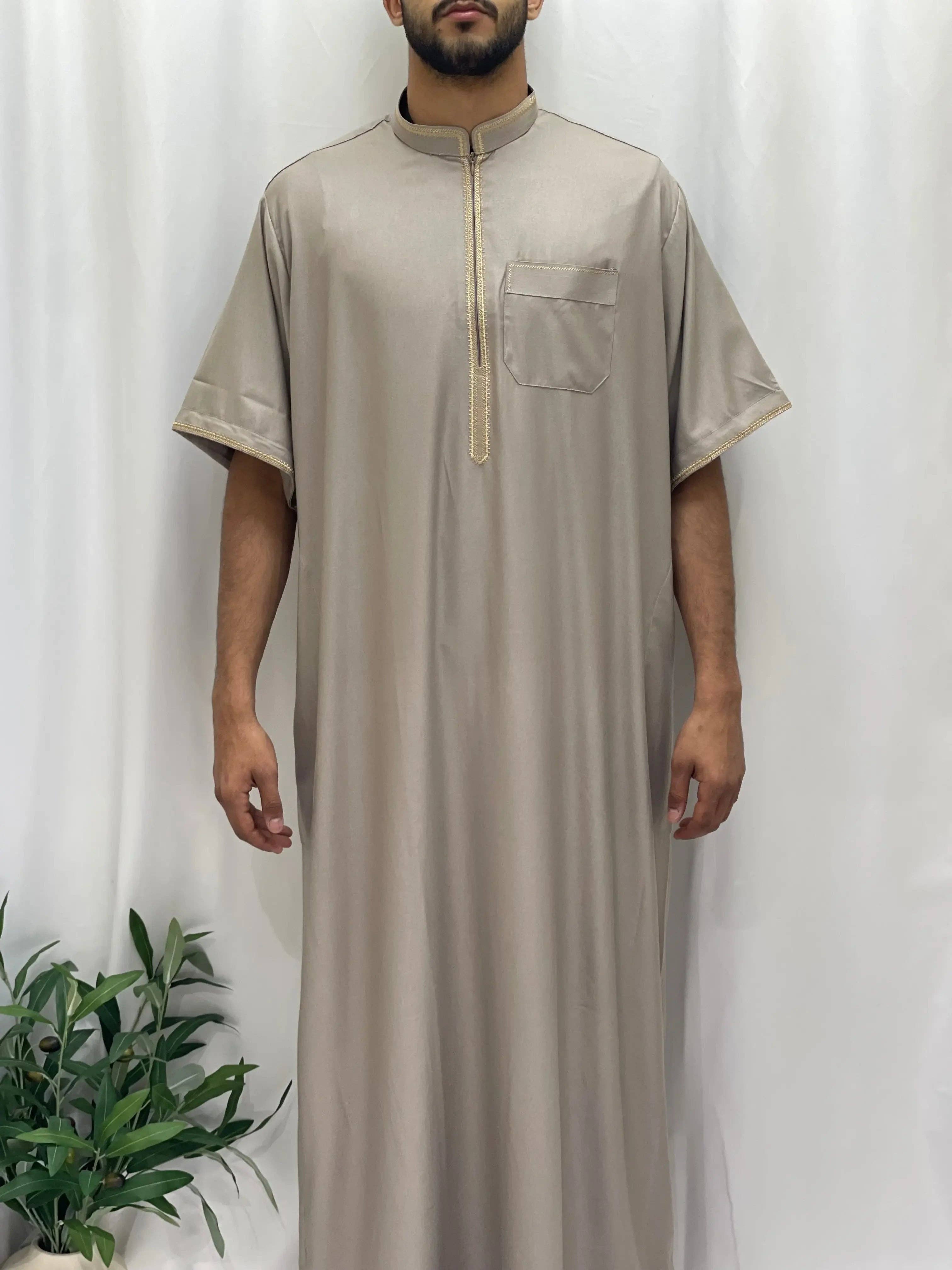 Palestinian Elegance - Wholesale  - Timeless Elegance: Men's Durable Kaftan Thobe with Gold Details32