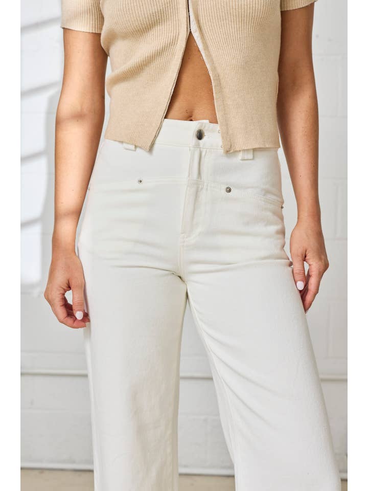 White PP18380 - Elena Straight Fit Pants for wholesale on Faire