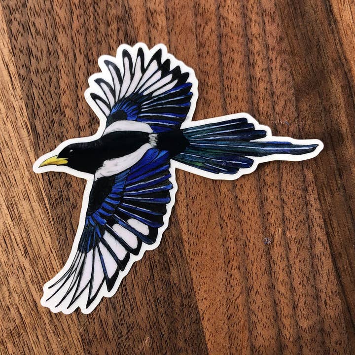 Yellow-billed magpie sticker for wholesale by YubaCat Designs