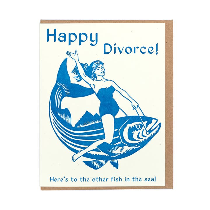Happy Divorce Greeting Card for wholesale by Lady Pilot Letterpress