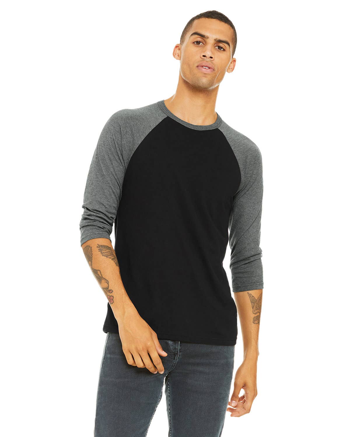 Total Apparel - Wholesale T-Shirt - Men's - Bella + Canvas 3200 - Unisex 3/4-Sleeve Baseball T-Shirt14