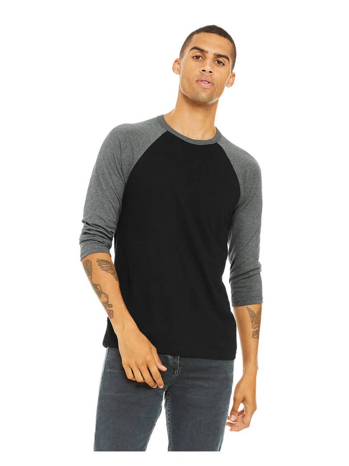 Total Apparel - Wholesale T-Shirt - Men's - Bella + Canvas 3200 - Unisex 3/4-Sleeve Baseball T-Shirt14