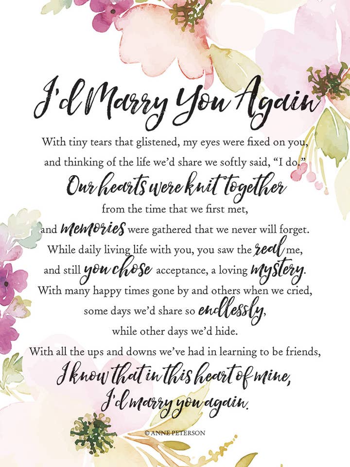 I'd Marry You Again - Woodland Grace 6X9 Wood Plaque for wholesale by Dexsa