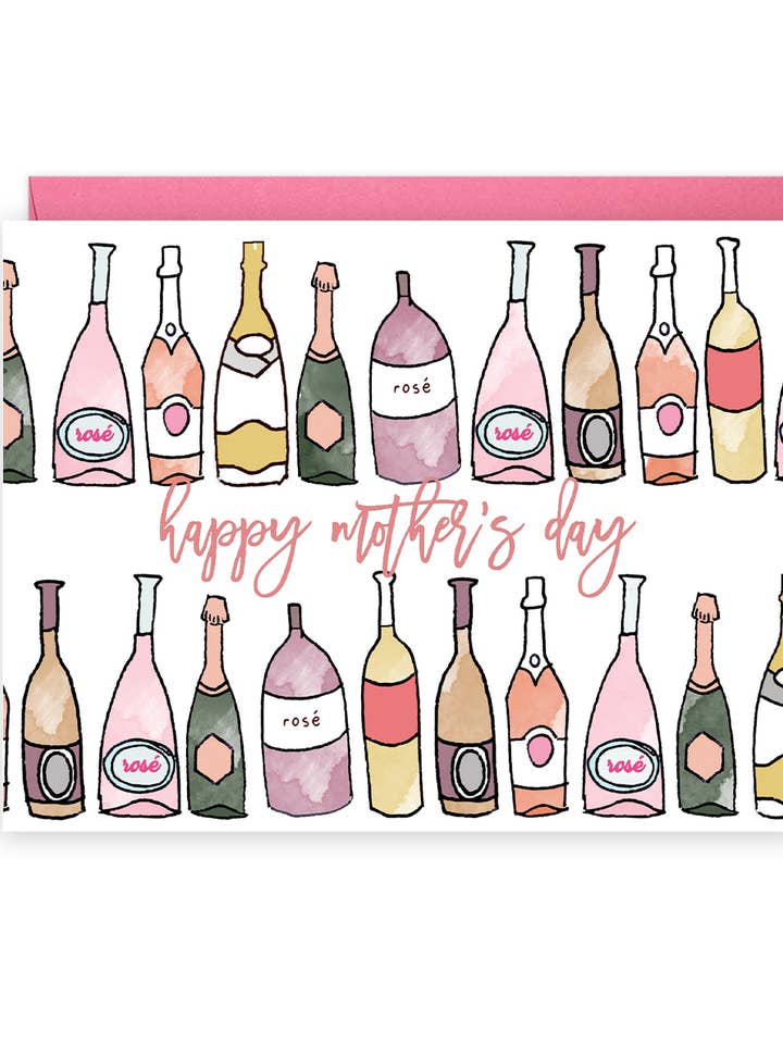 rosé all day mother's day card | A2 | blank inside for wholesale by Evil Llama and Friends