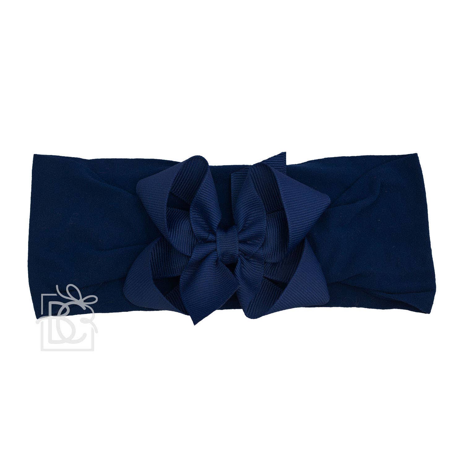 Beyond Creations, LLC - Wholesale Fashion Headband - Kids - WIDE PANTYHOSE HEADBAND W/CLASSIC GROSGRAIN BOW74