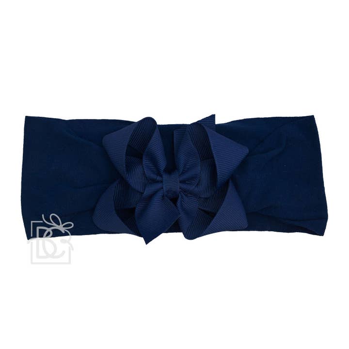 Beyond Creations, LLC - Wholesale Fashion Headband - Kids - WIDE PANTYHOSE HEADBAND W/CLASSIC GROSGRAIN BOW74