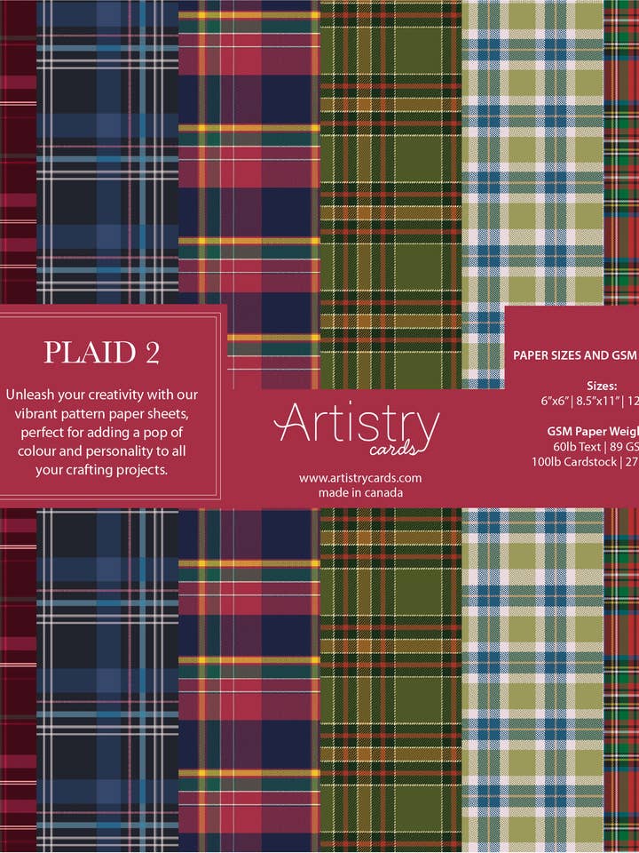 Plaid 2 Scrapbook Paper: 24 or 12 Sheets for wholesale by Artistry Cards