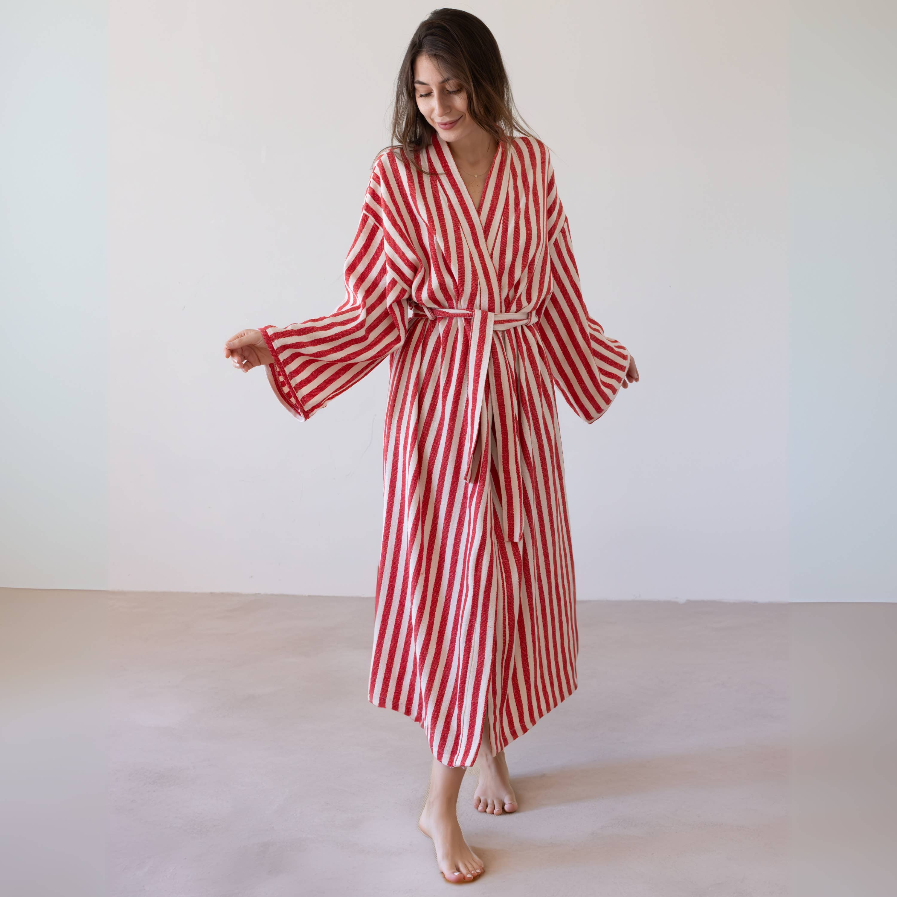 Vivamaison - Vendita all'ingrosso Vestaglia - Unisex - Kimono a Righe in Cotone Premium, Comfort Leggero20