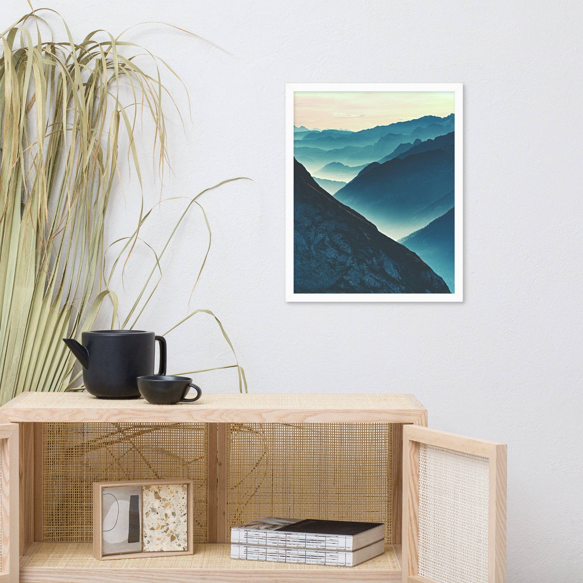 Pipa Wall Art & Home Decor – wholesale Art print – Misty Blue Silhouette Mountain Range Photo Framed Art8