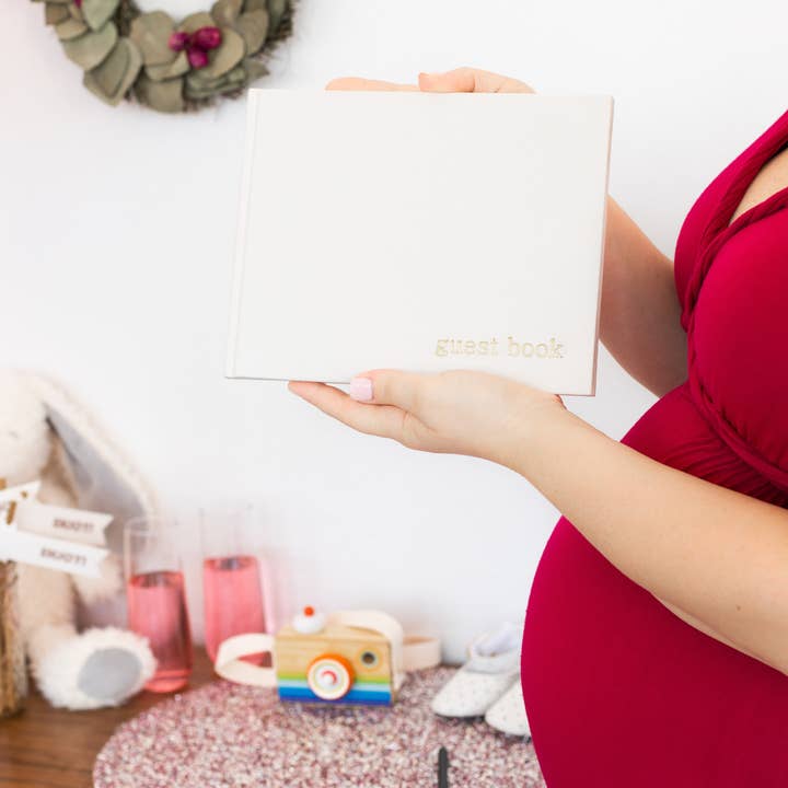 Pearhead - Vente Livre d'or - Livre d'or en lin, ivoire classique avec écriture dorée4