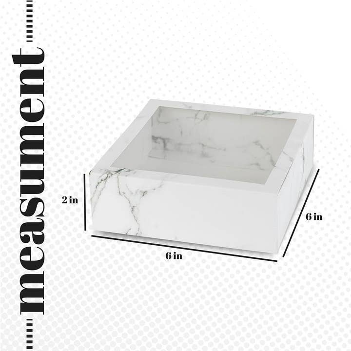 Hammont - Wholesale Gift Box - Clear Window Gift Boxes 6 Pack Square White 6" X 6" X 2"